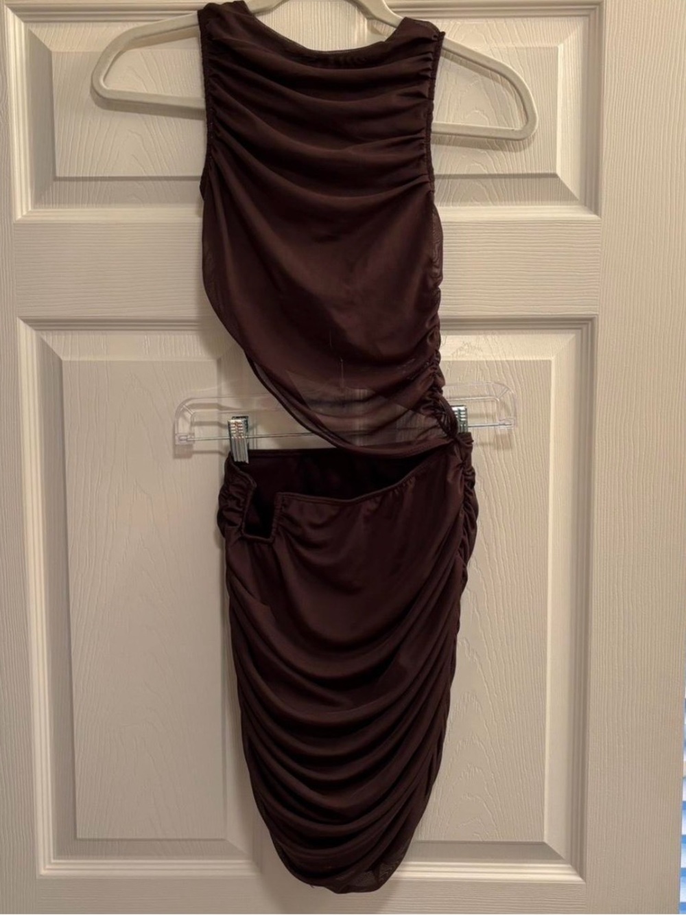 PrettyLittleThing Ruched Mesh Dress